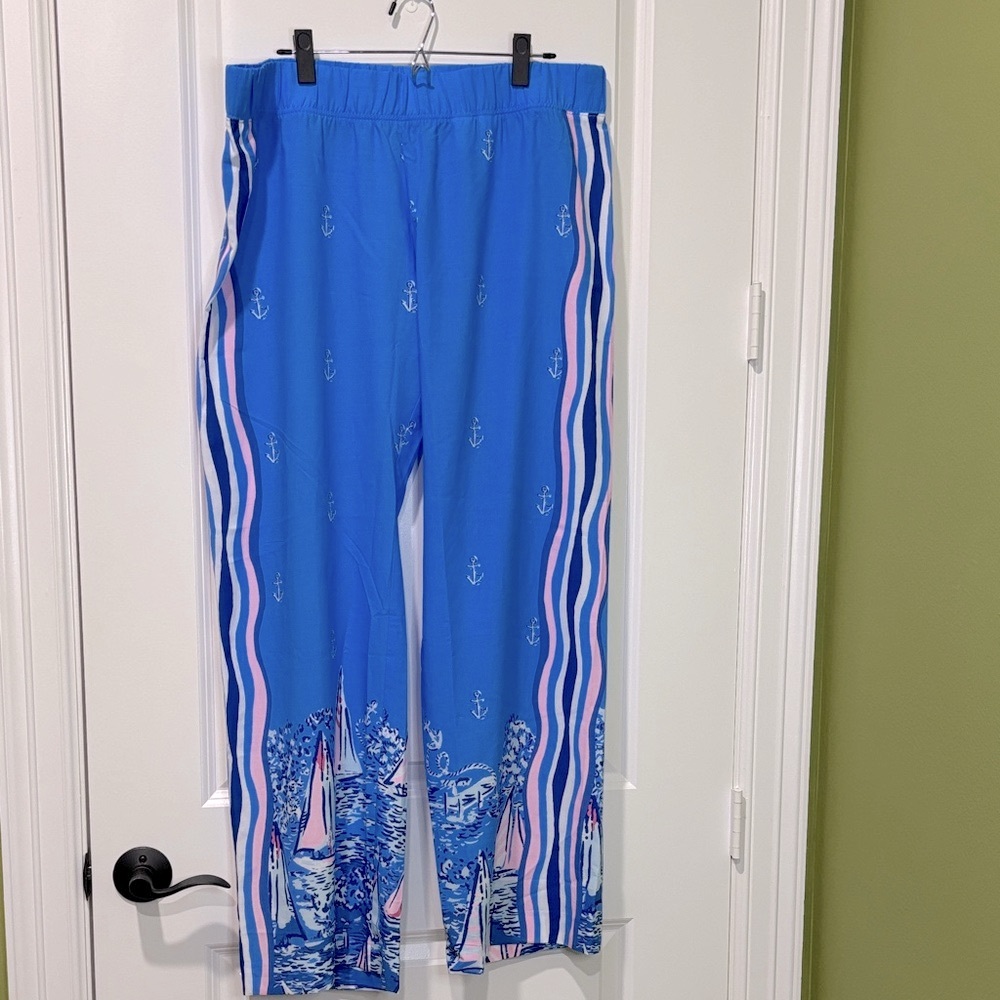 Lilly Pulitzer Bal Harbour Palazzo Pants A Lil Nauti Engineered Size XLarge NWT